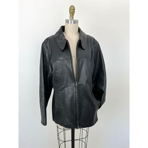 Vintage Jackets & Blazers - Vintage 90s Y2K Wilsons Maxima Black Leather Jacket XL Matrix Cyber Goth Grunge